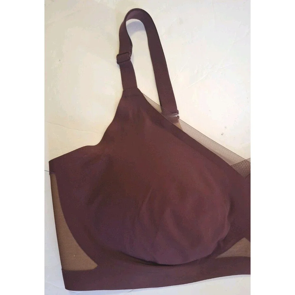 Honeylove Crossover Wireless Bra Size 1X Maroon Red Tan Padded Lightly Lined - Picture 6 of 9